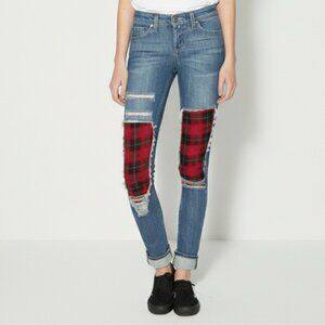 Jet by John Eshaya Patchwork Skinny Jeans, Size 4 (fits 26/27)